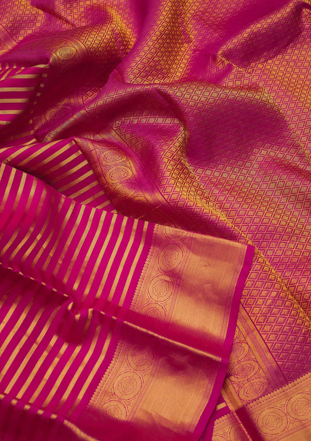 Rani Pink Zariwork Pure Silk Designer Saree - koskii