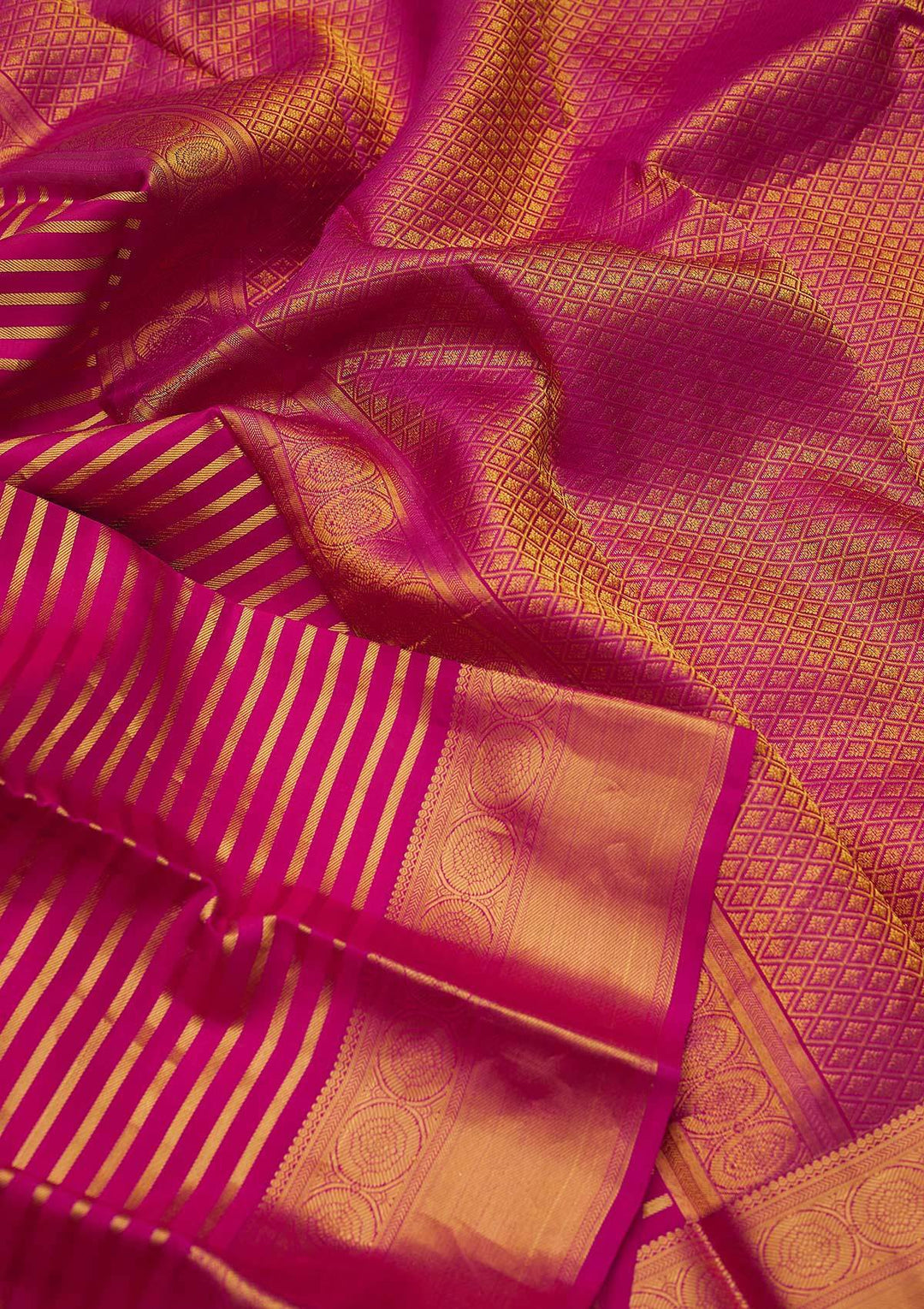 Rani Pink Zariwork Pure Silk Designer Saree - koskii
