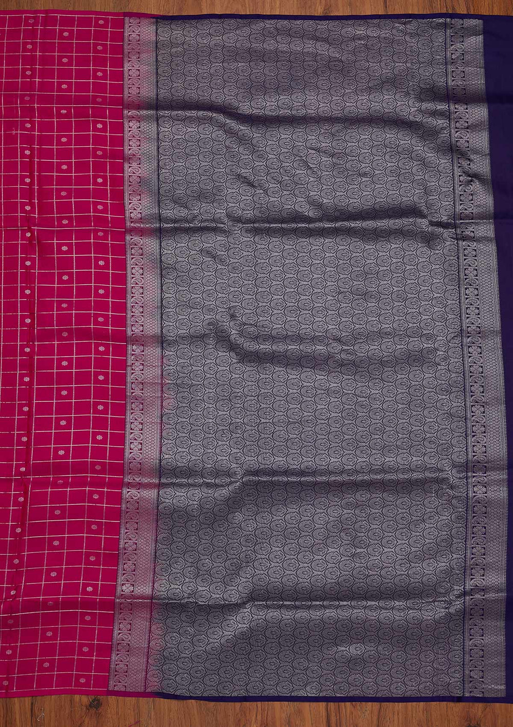 Rani Pink Zariwork Pure Silk Designer Saree - koskii