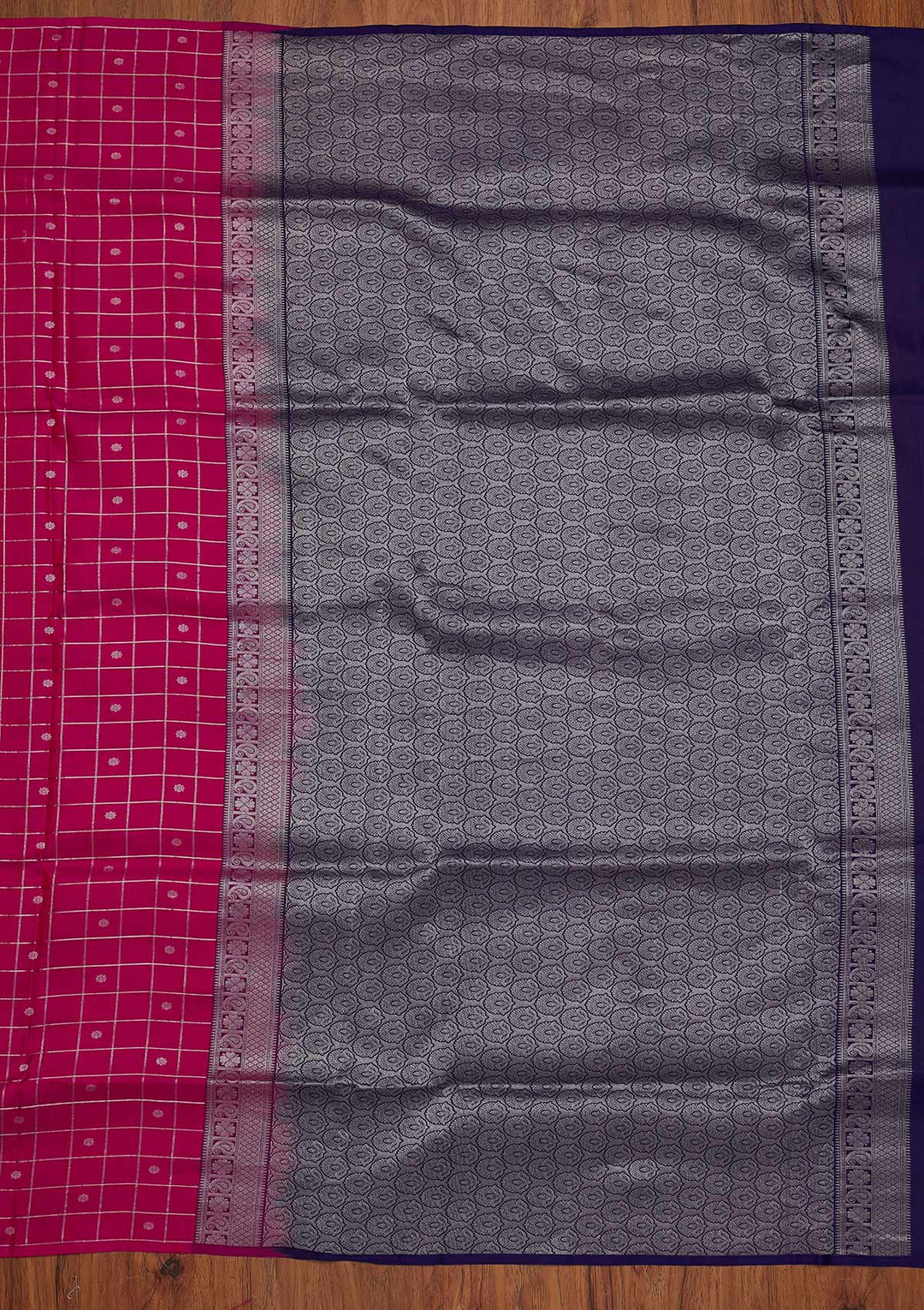 Rani Pink Zariwork Pure Silk Designer Saree - koskii