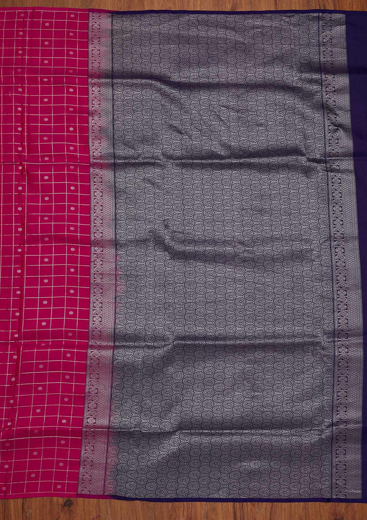 Rani Pink Zariwork Pure Silk Designer Saree - koskii