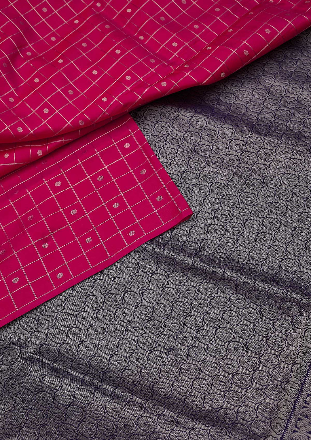 Rani Pink Zariwork Pure Silk Designer Saree - koskii
