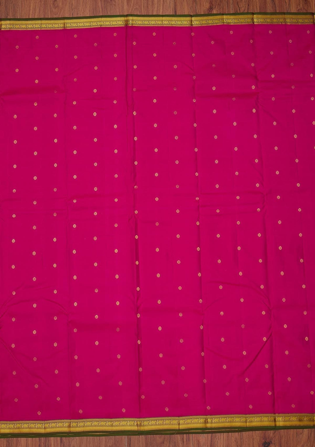 Rani Pink Zariwork Pure Silk Designer Unstitched Saree - Koskii