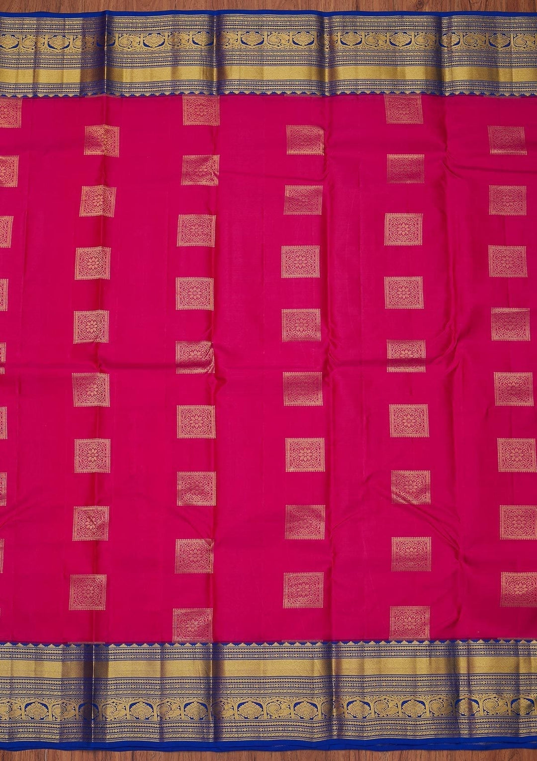 Rani Pink Zariwork Pure Silk Designer Unstitched Saree - Koskii