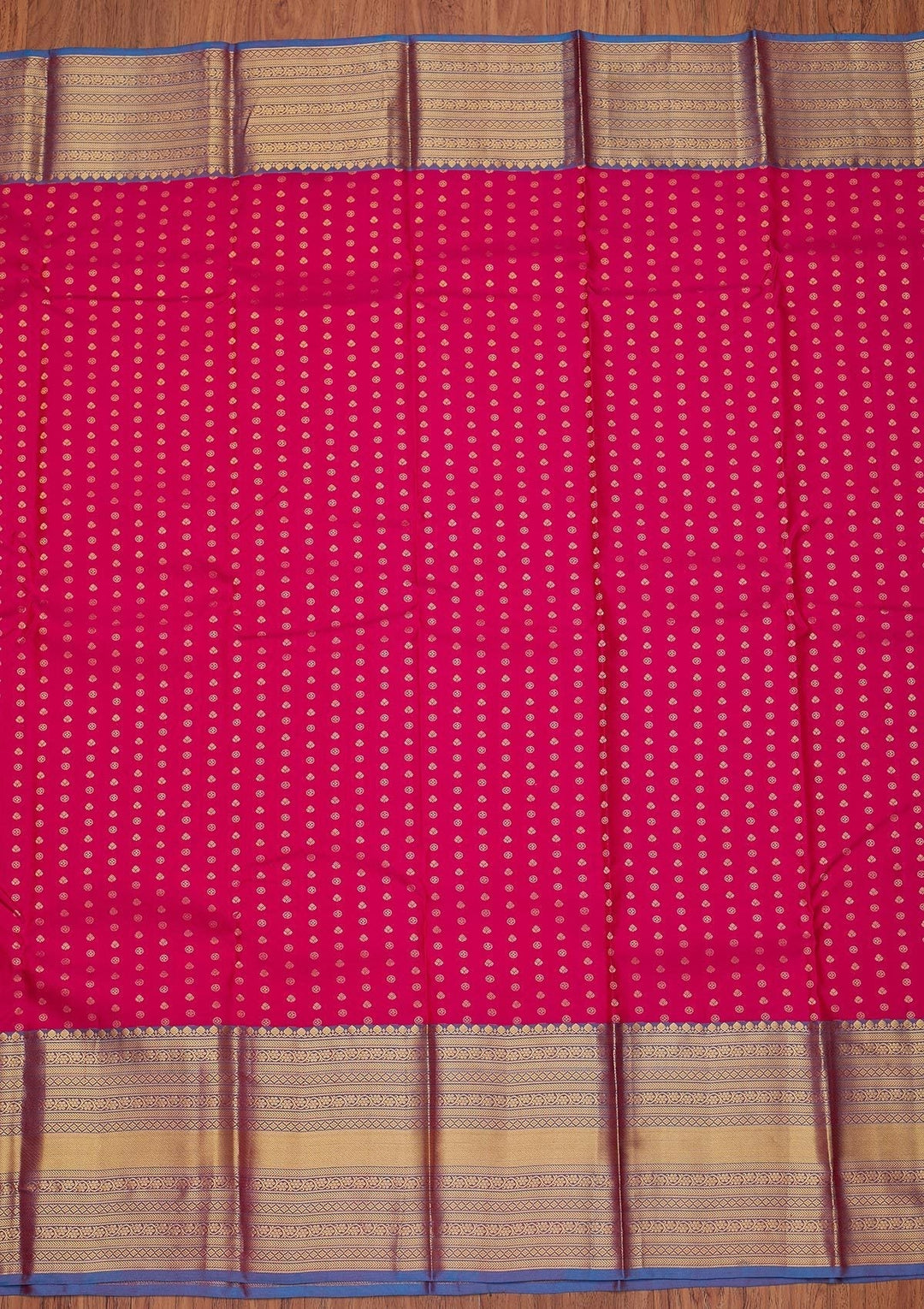 Rani Pink Zariwork Pure Silk Designer Unstitched Saree - Koskii