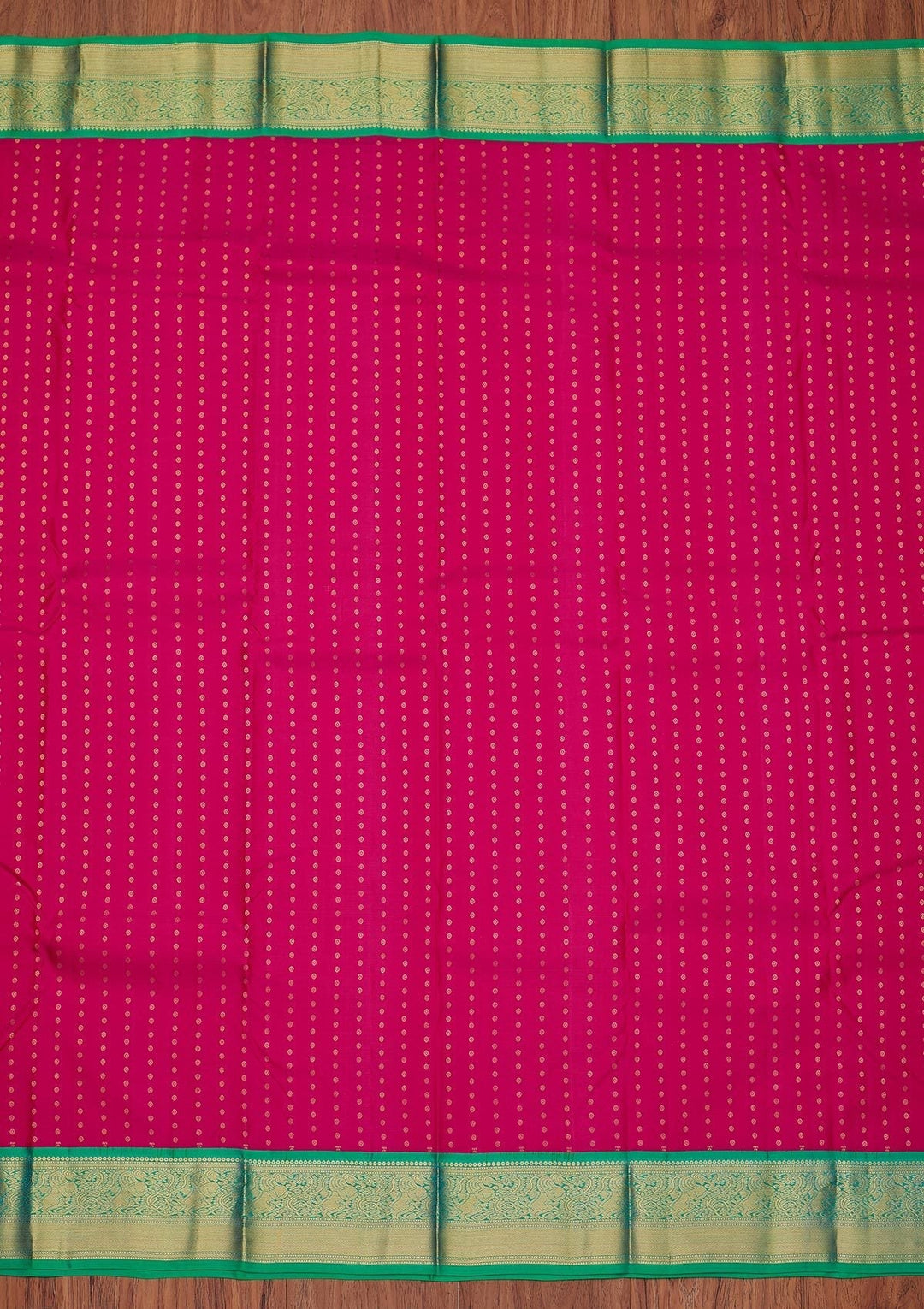 Rani Pink Zariwork Pure Silk Designer Unstitched Saree - Koskii