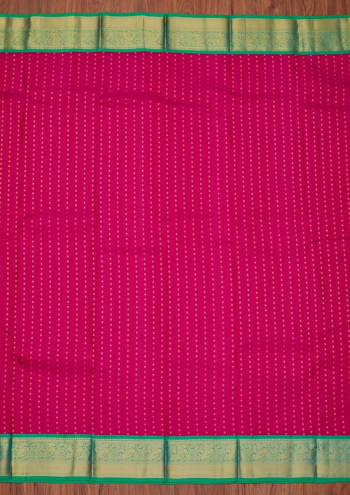 Rani Pink Zariwork Pure Silk Designer Unstitched Saree - Koskii