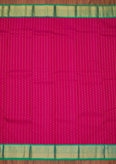 Rani Pink Zariwork Pure Silk Designer Unstitched Saree - Koskii