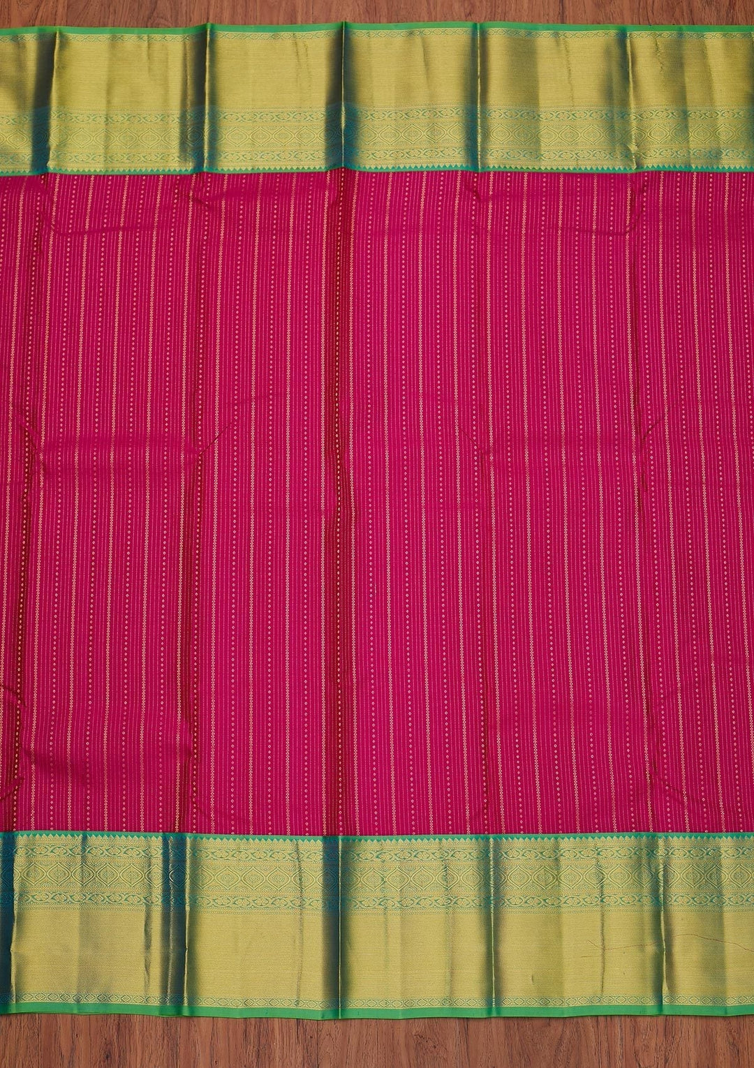 Rani Pink Zariwork Pure Silk Designer Unstitched Saree - Koskii