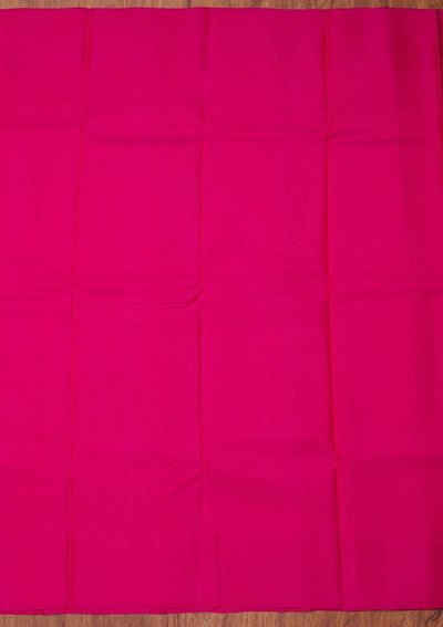 Rani Pink Zariwork Pure Silk Designer Unstitched Saree - Koskii