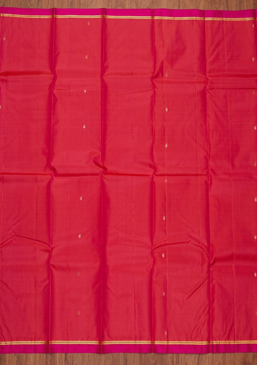 Rani Pink Zariwork Pure Silk Designer Unstitched Saree - Koskii