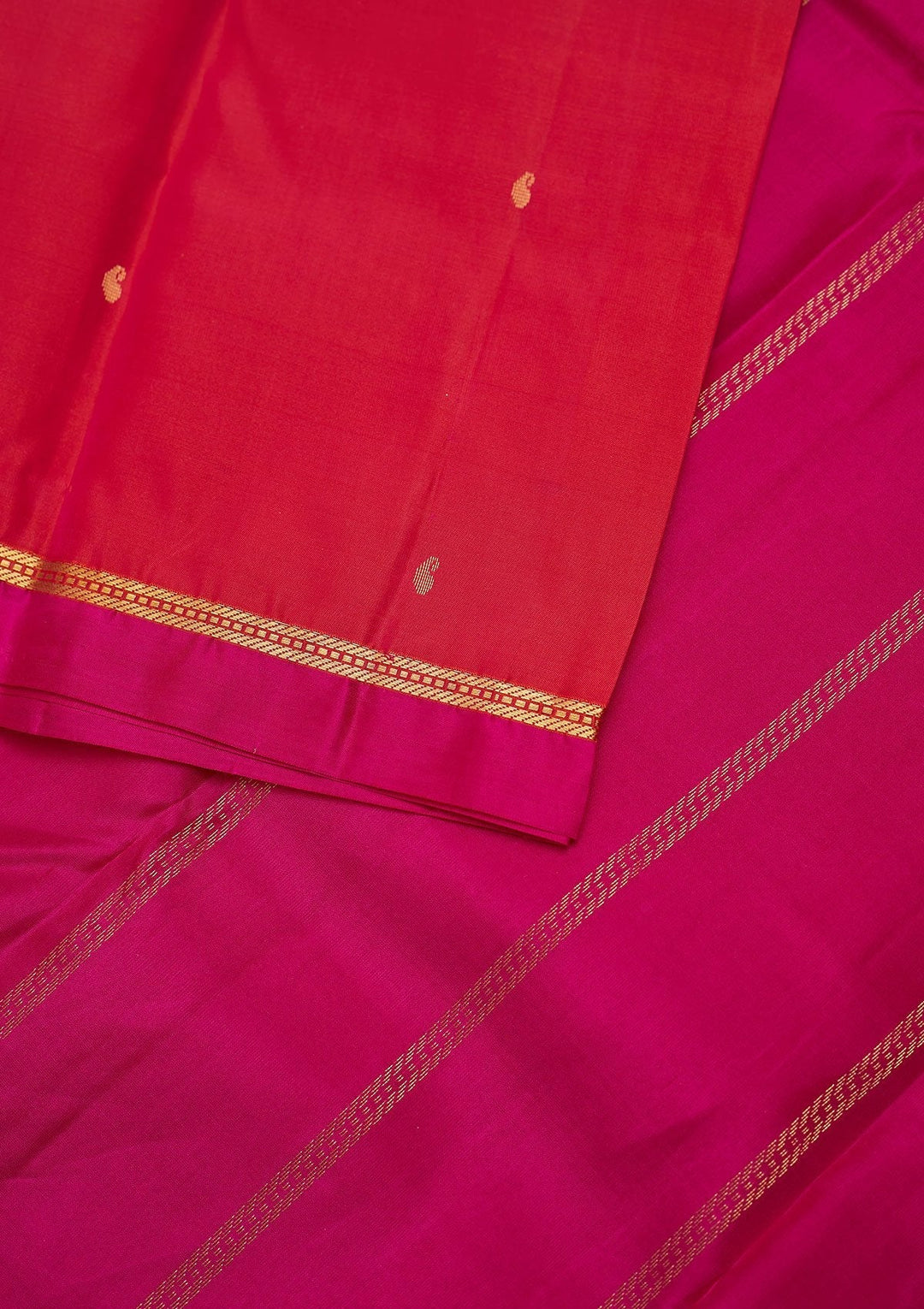 Rani Pink Zariwork Pure Silk Designer Unstitched Saree - Koskii