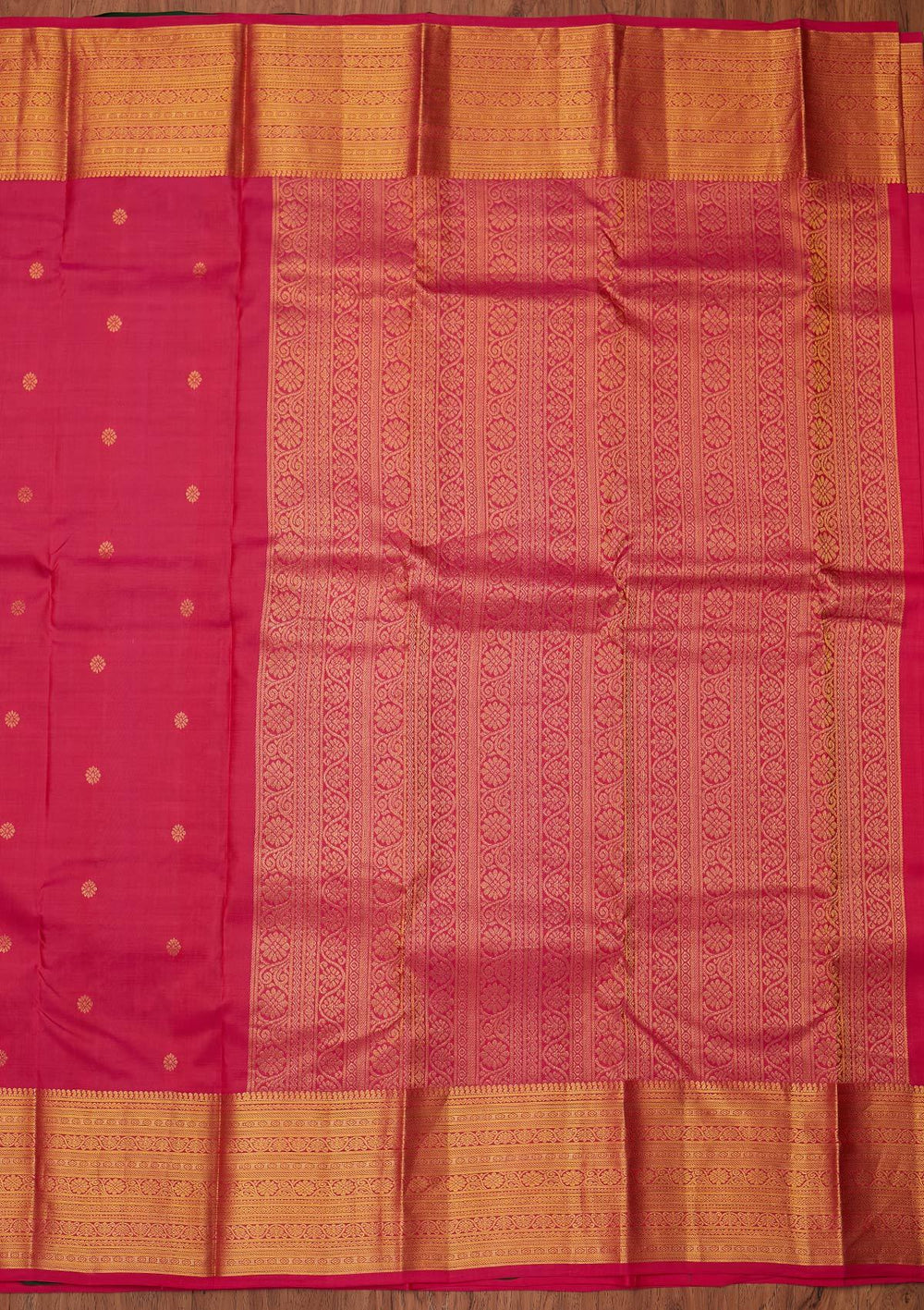 Rani Pink Zariwork Pure Silk Designer Unstitched Saree - Koskii