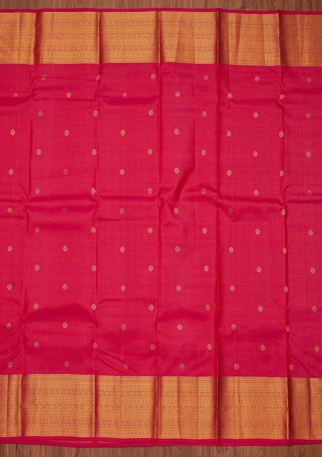 Rani Pink Zariwork Pure Silk Designer Unstitched Saree - Koskii