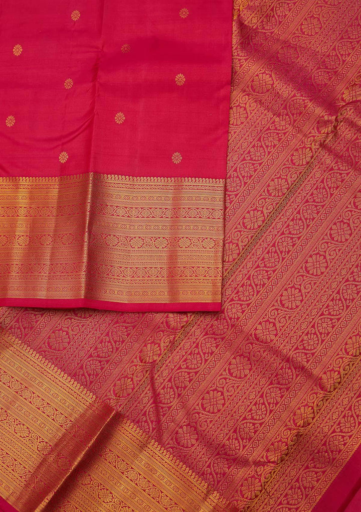 Rani Pink Zariwork Pure Silk Designer Unstitched Saree - Koskii