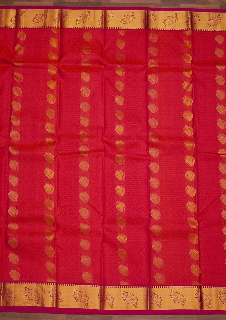 Rani Pink Zariwork Pure Silk Designer Saree - Koskii