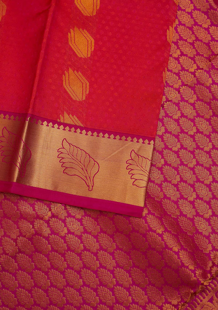 Rani Pink Zariwork Pure Silk Designer Saree - Koskii