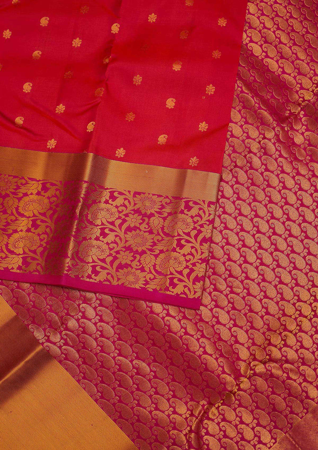 Rani Pink Zariwork Pure Silk Designer Saree - Koskii