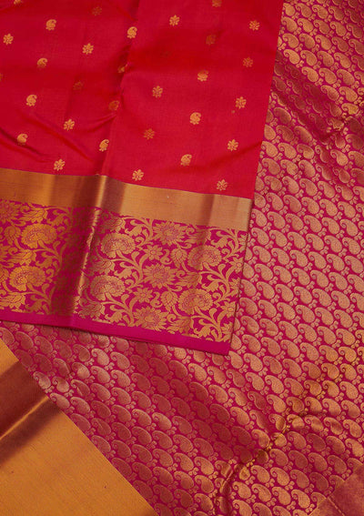Rani Pink Zariwork Pure Silk Designer Saree - Koskii