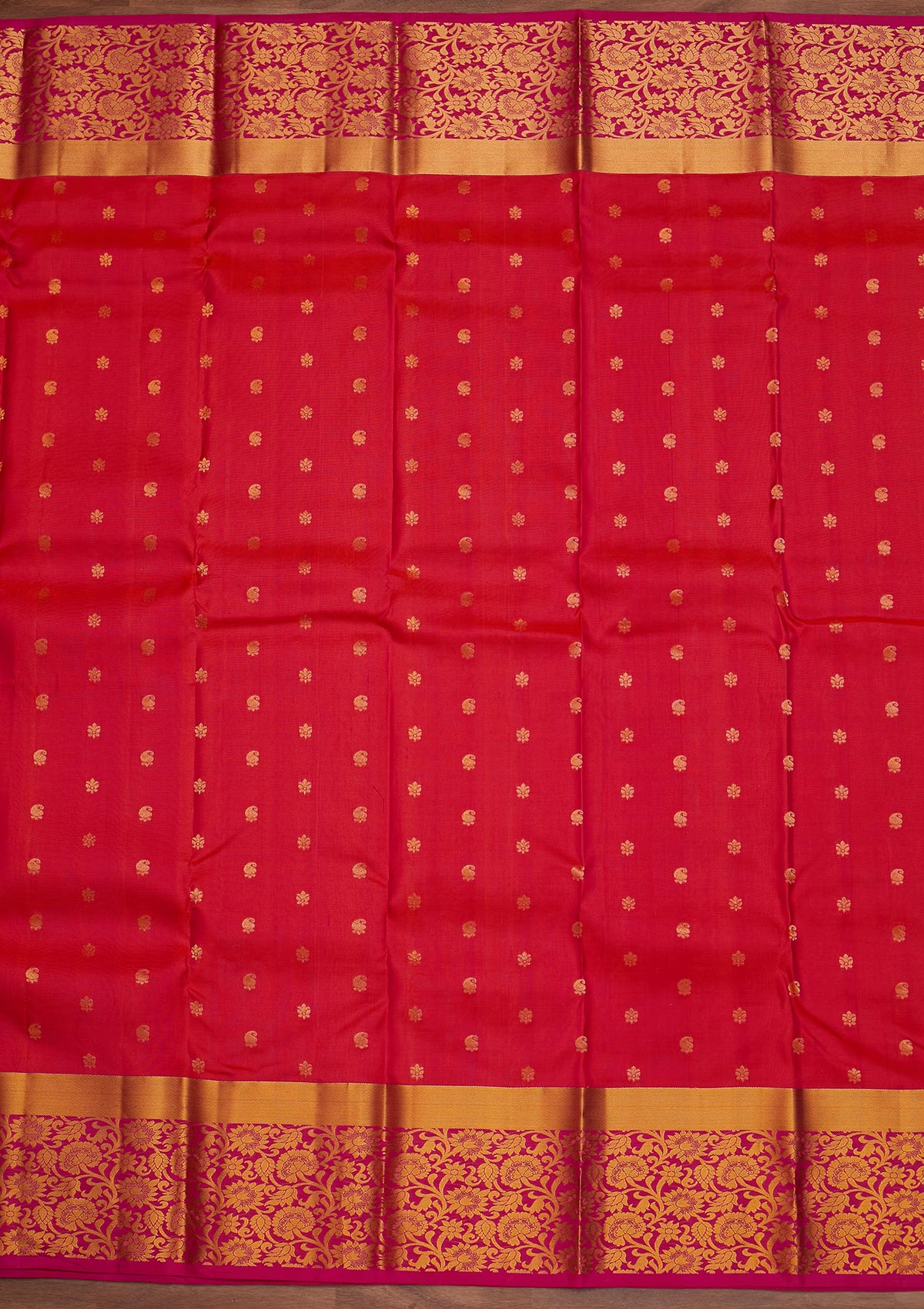 Rani Pink Zariwork Pure Silk Designer Saree - Koskii