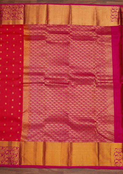 Rani Pink Zariwork Pure Silk Designer Saree - Koskii