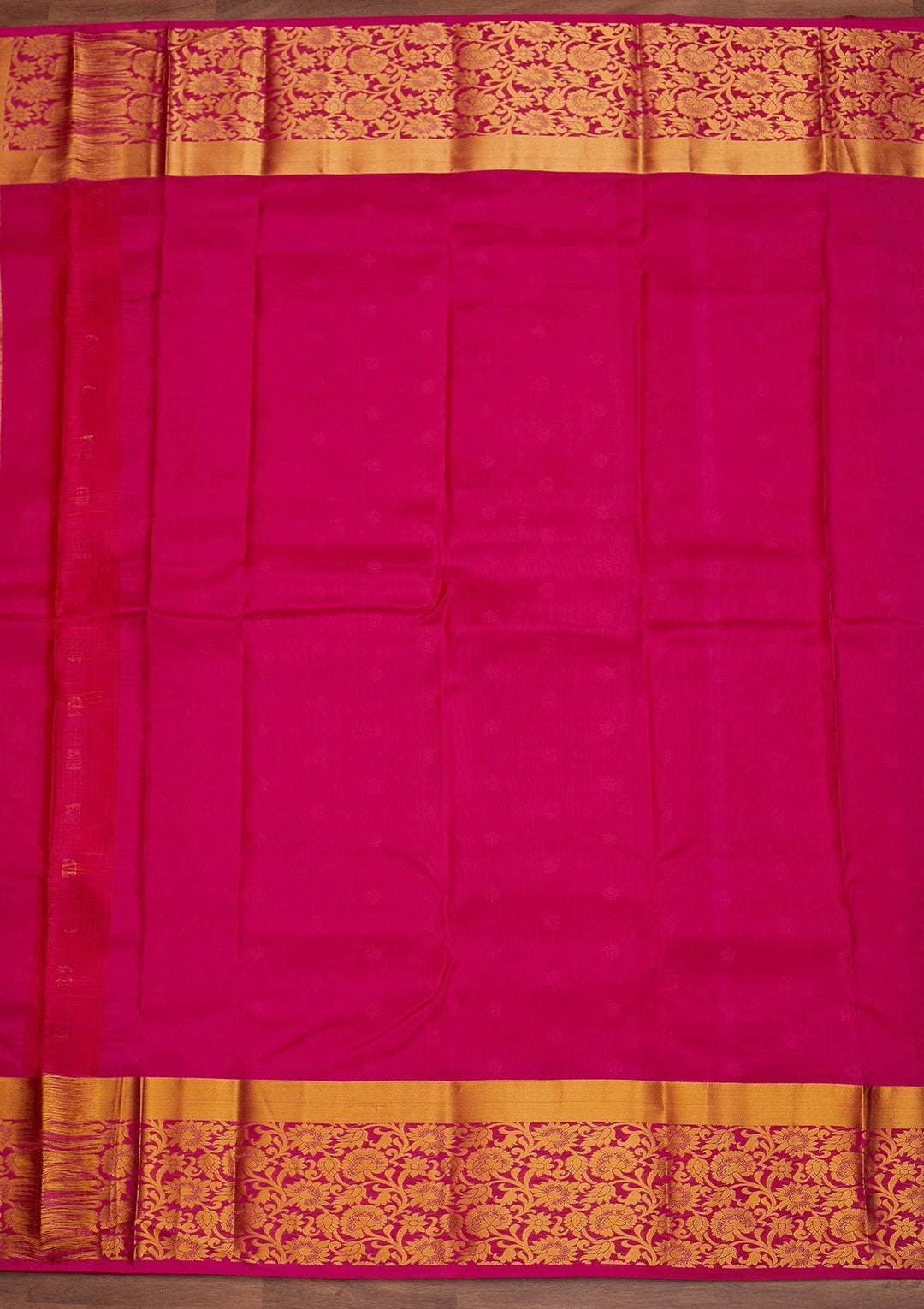 Rani Pink Zariwork Pure Silk Designer Saree - Koskii