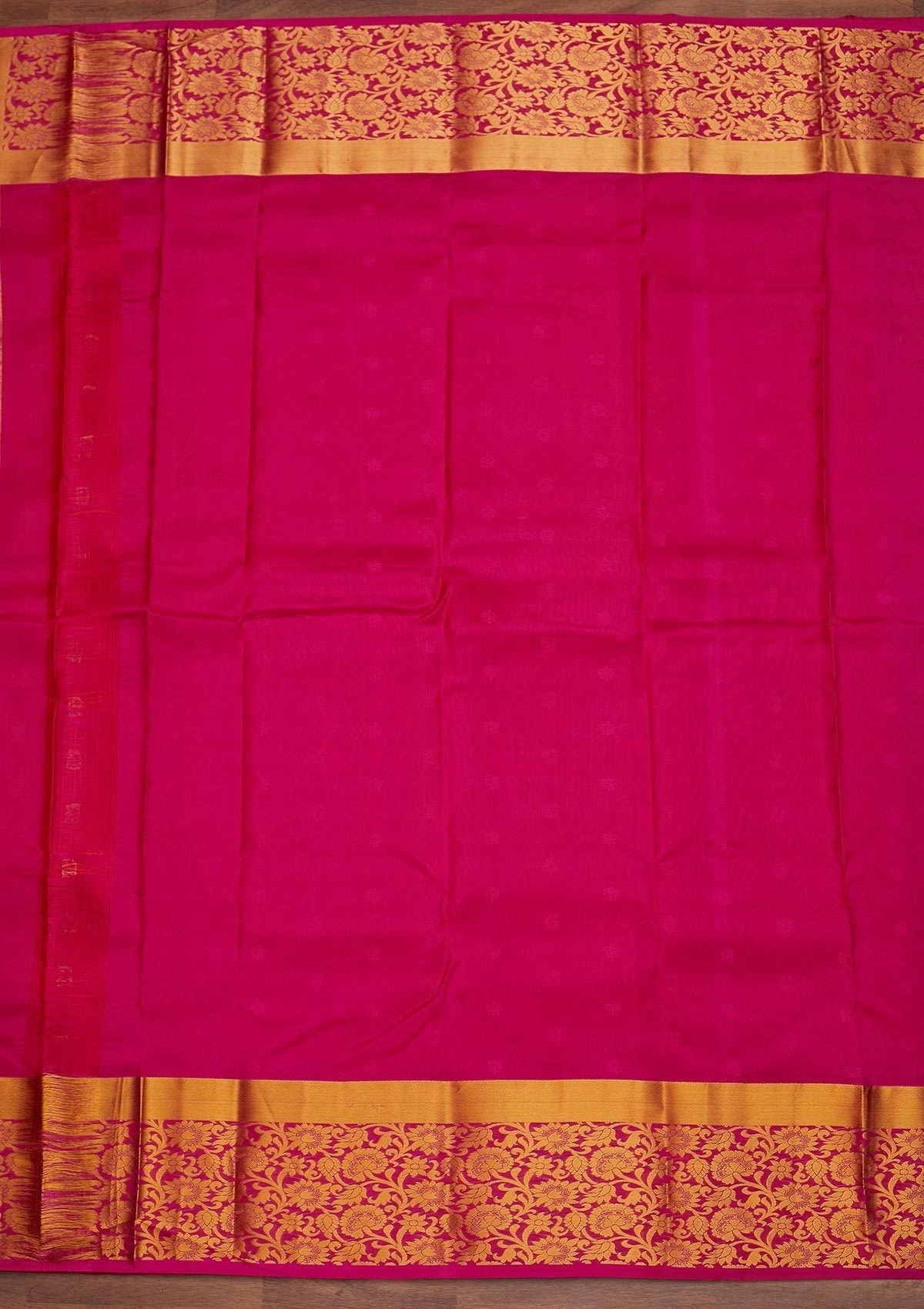 Rani Pink Zariwork Pure Silk Designer Saree - Koskii