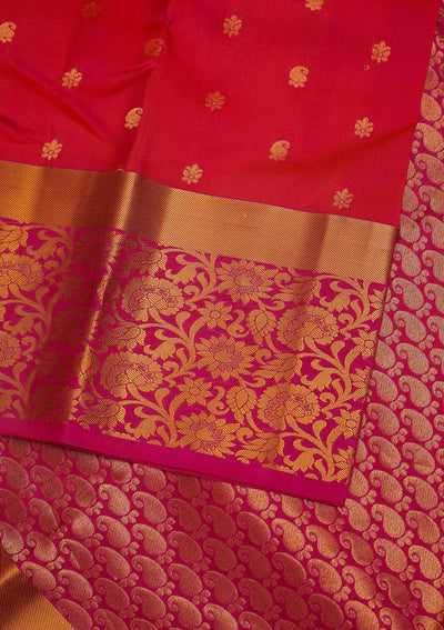 Rani Pink Zariwork Pure Silk Designer Saree - Koskii