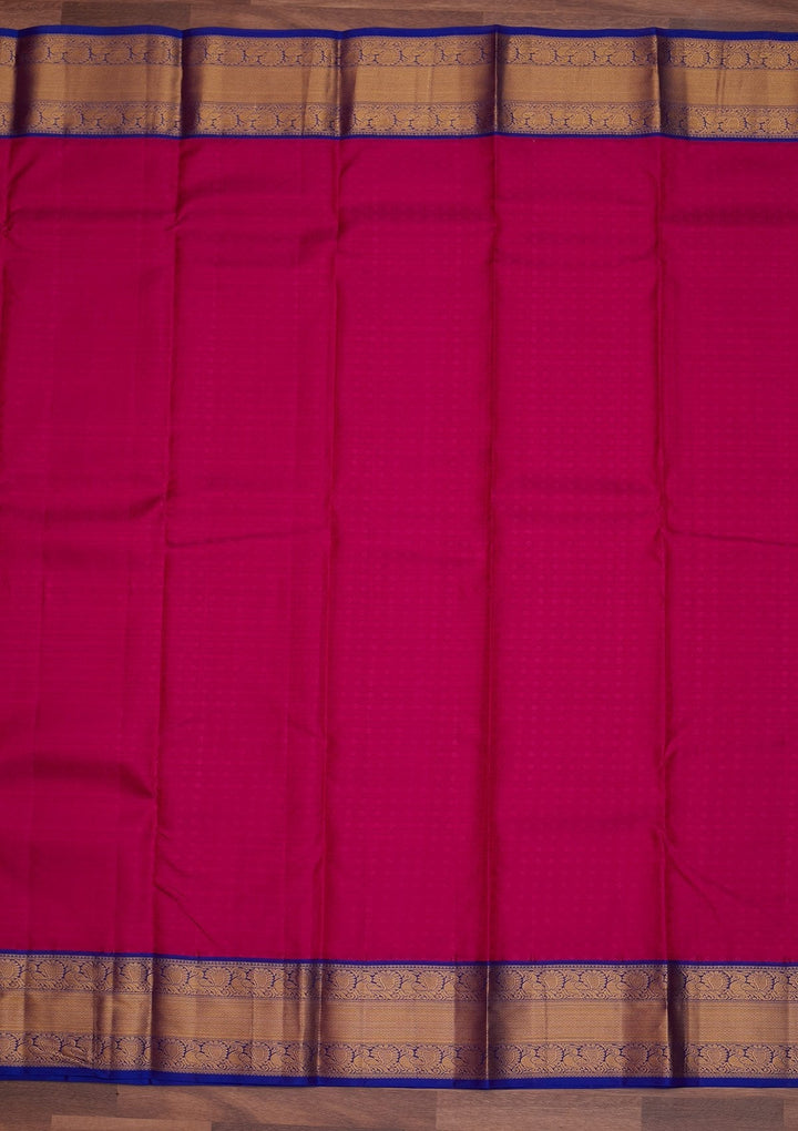 Rani Pink Zariwork Pure Silk Designer Saree - Koskii
