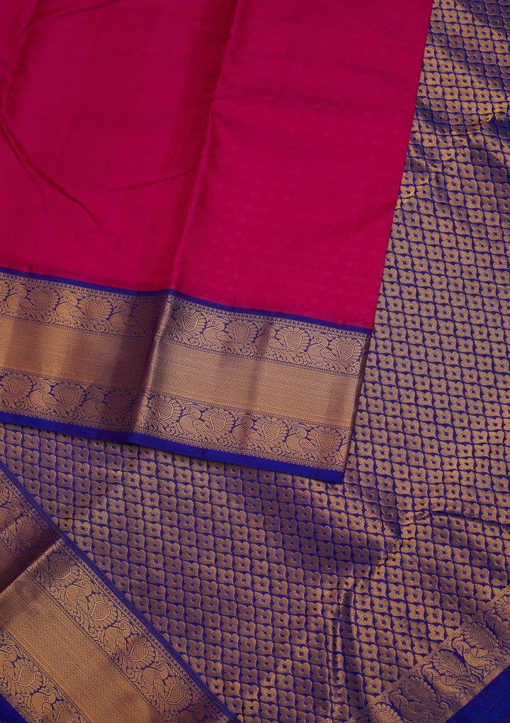 Rani Pink Zariwork Pure Silk Designer Saree - Koskii
