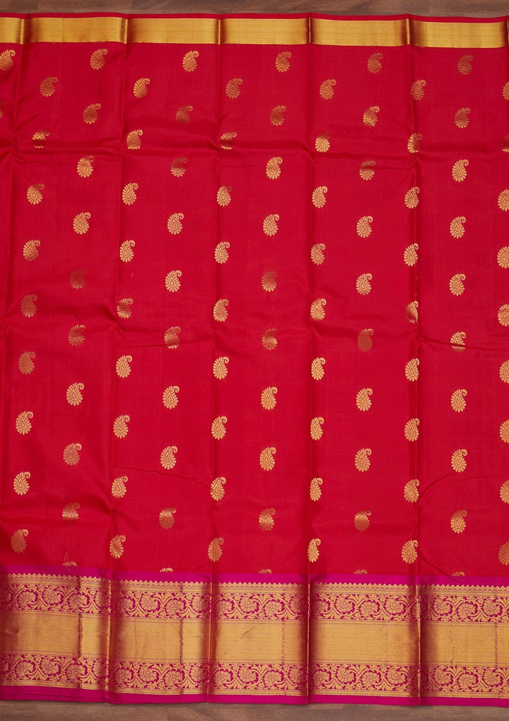 Rani Pink Zariwork Pure Silk Designer Saree - Koskii