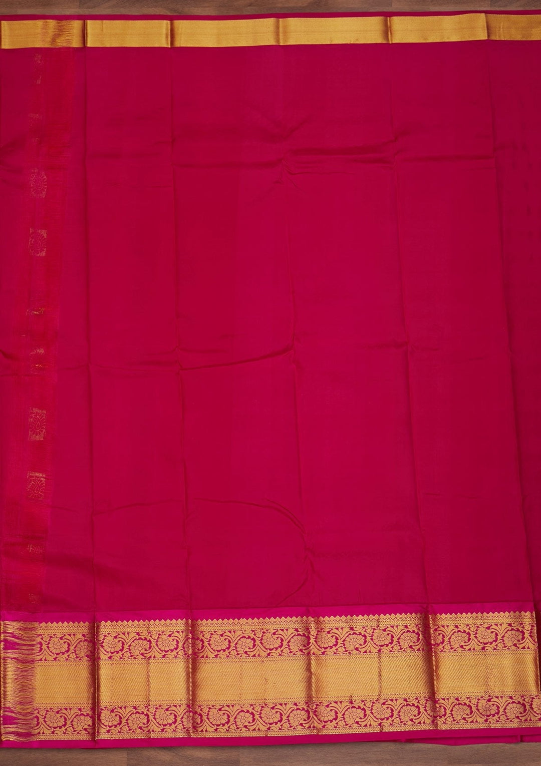 Rani Pink Zariwork Pure Silk Designer Saree - Koskii