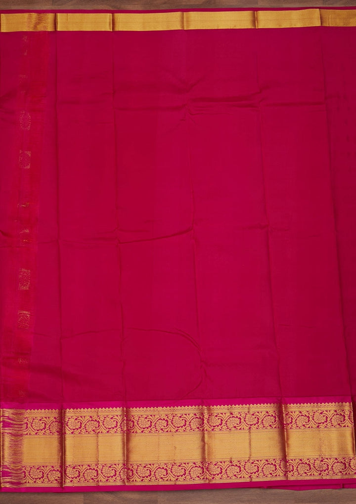 Rani Pink Zariwork Pure Silk Designer Saree - Koskii