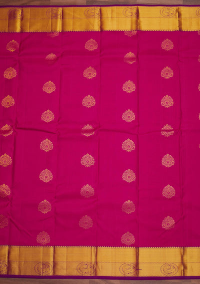Rani Pink Zariwork Pure Silk Designer Saree - Koskii