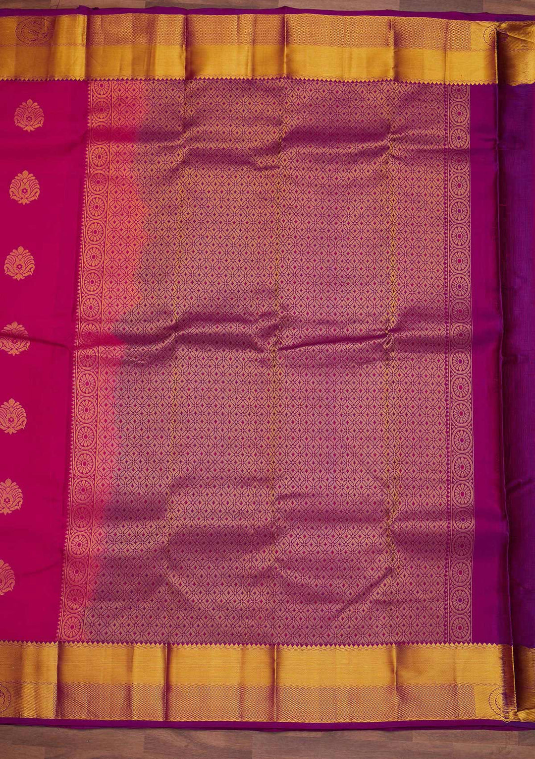 Rani Pink Zariwork Pure Silk Designer Saree - Koskii