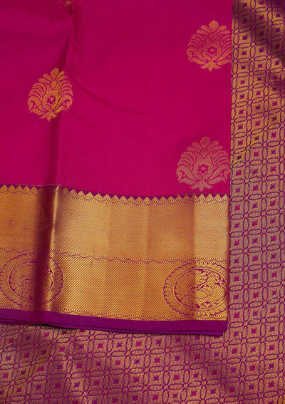 Rani Pink Zariwork Pure Silk Designer Saree - Koskii