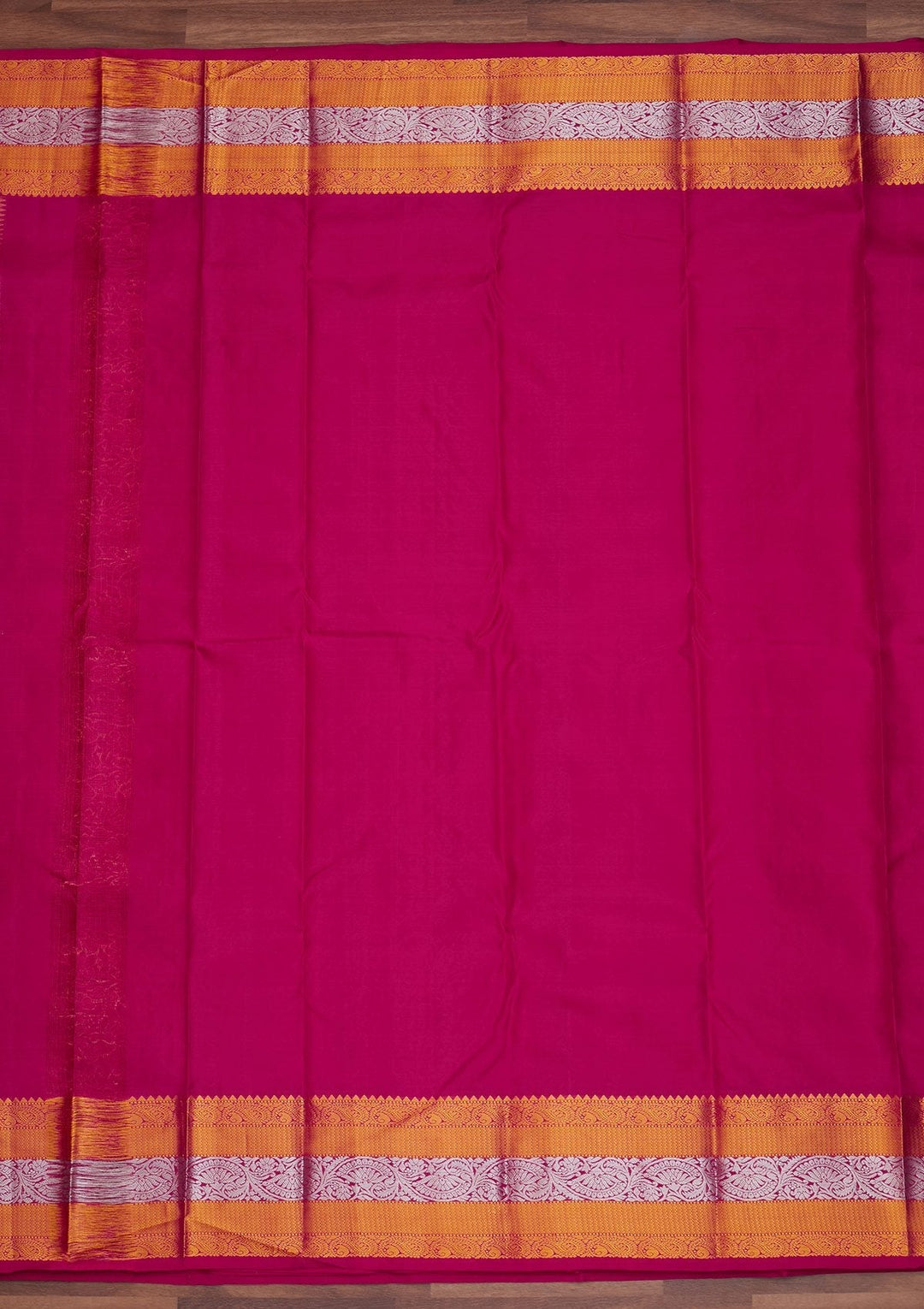 Rani Pink Zariwork Pure Silk Designer Saree - Koskii