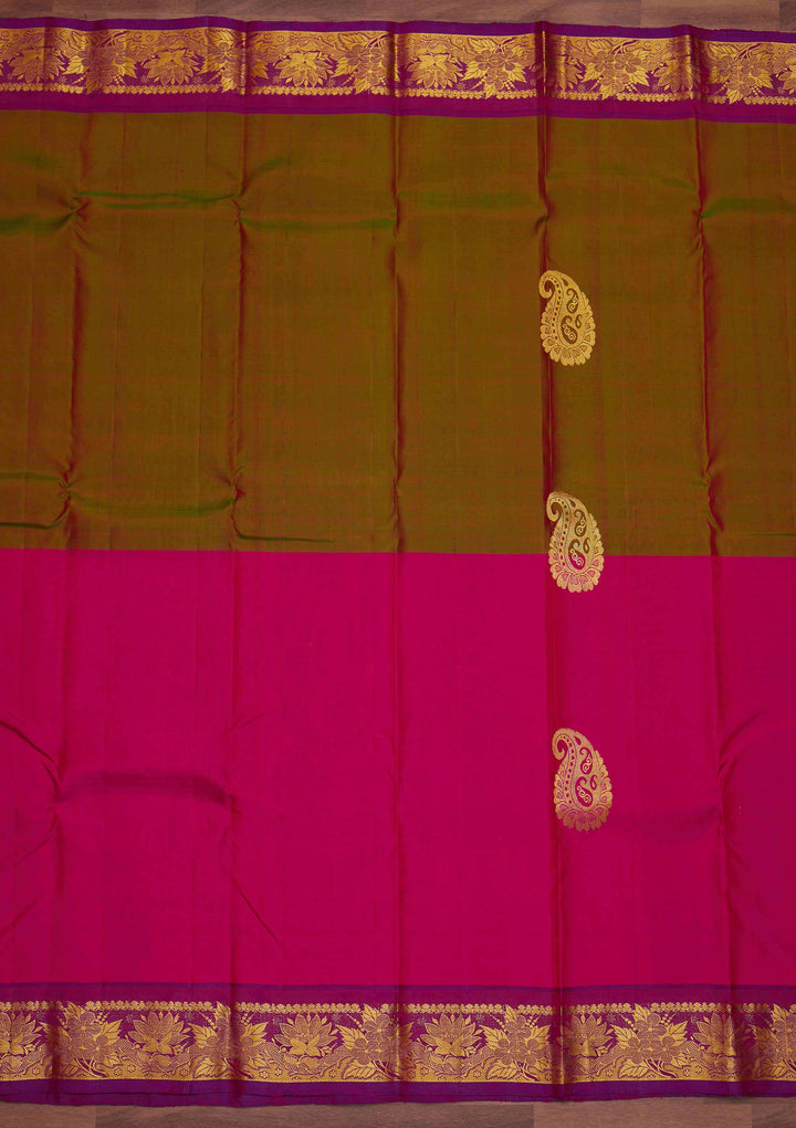 Rani Pink Zariwork Pure Silk Designer Saree - Koskii