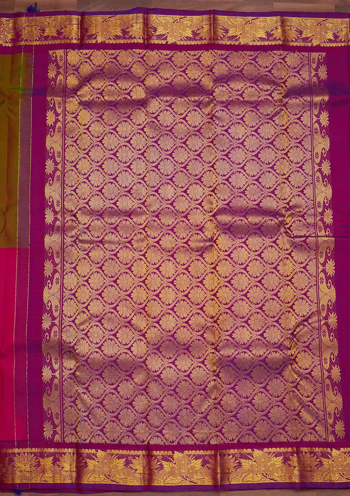 Rani Pink Zariwork Pure Silk Designer Saree - Koskii