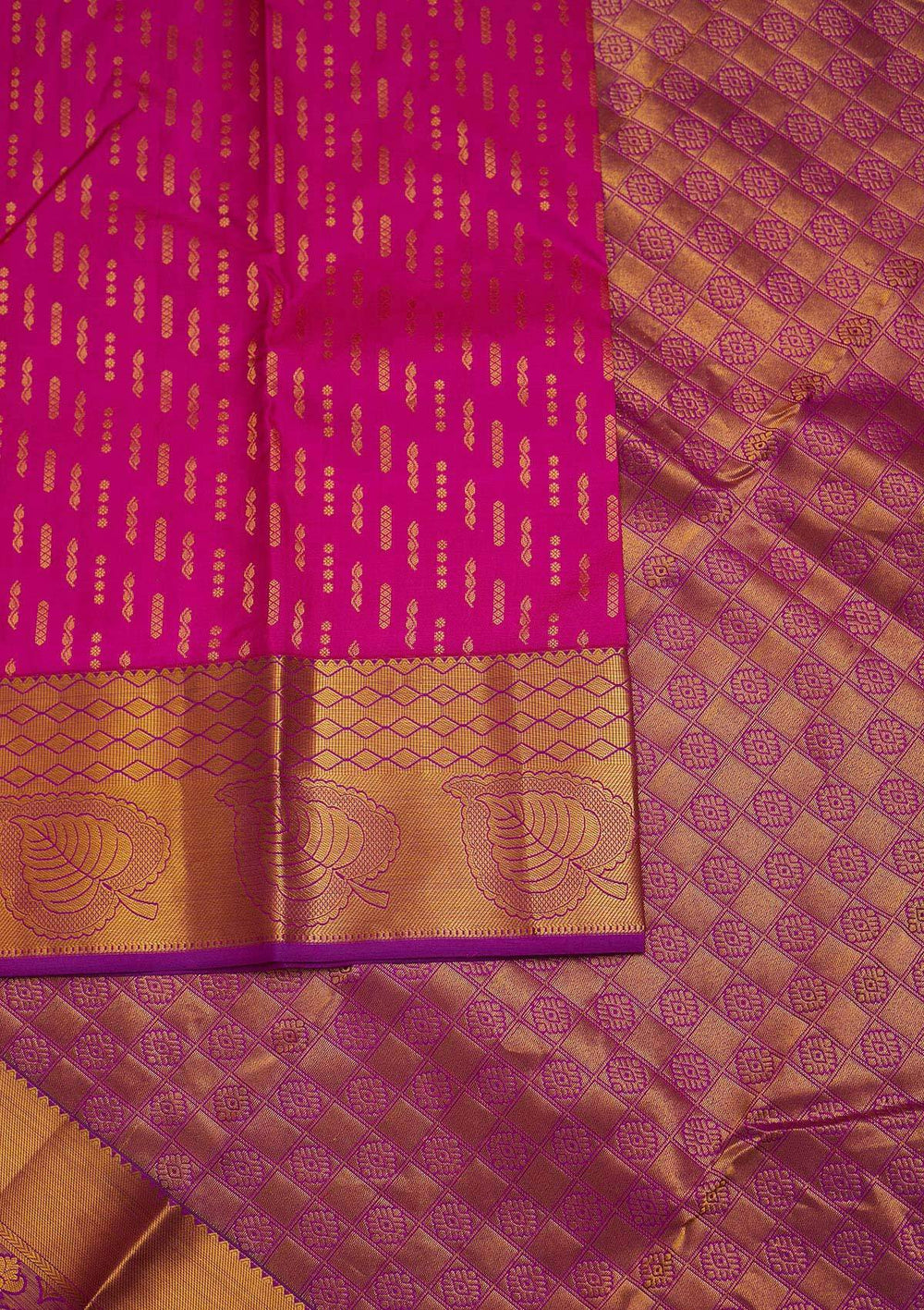Rani Pink Zariwork Pure Silk Designer Saree - Koskii