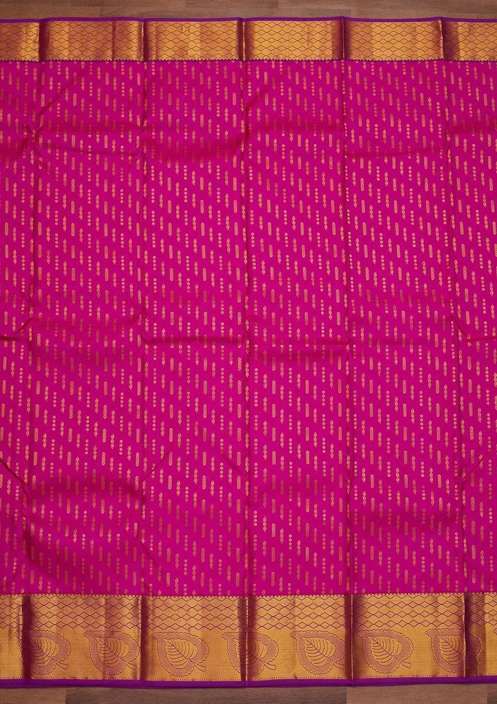 Rani Pink Zariwork Pure Silk Designer Saree - Koskii