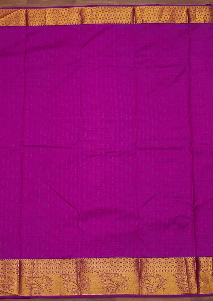 Rani Pink Zariwork Pure Silk Designer Saree - Koskii