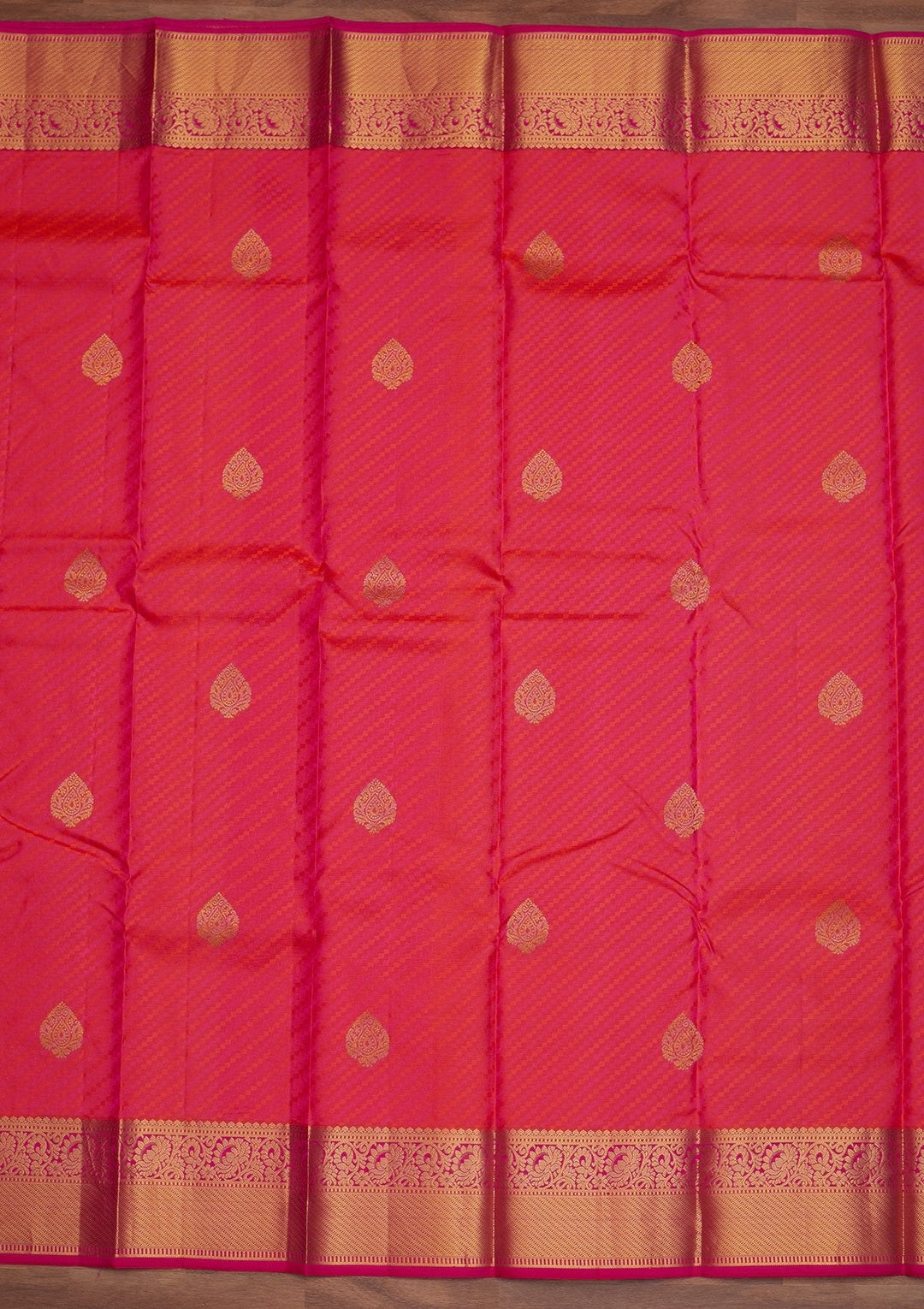 Rani Pink Zariwork Pure Silk Designer Saree - Koskii