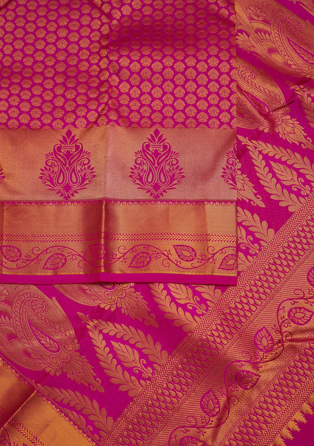 Rani Pink Zariwork Pure Silk Designer Saree - Koskii