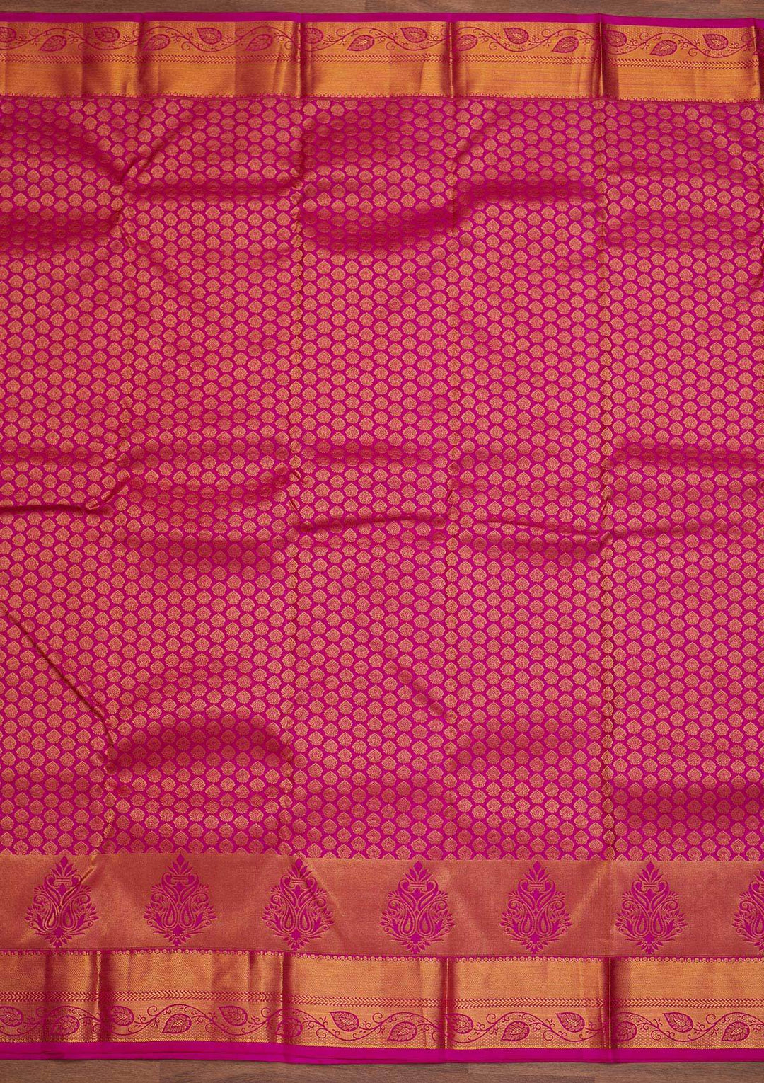 Rani Pink Zariwork Pure Silk Designer Saree - Koskii