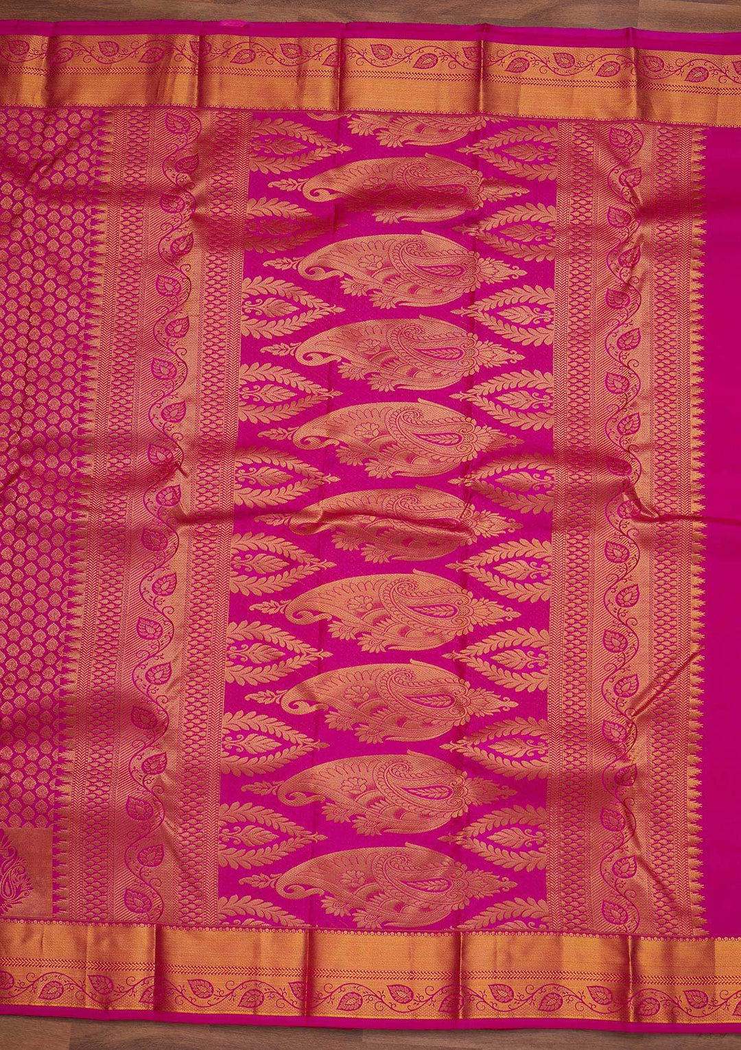 Rani Pink Zariwork Pure Silk Designer Saree - Koskii