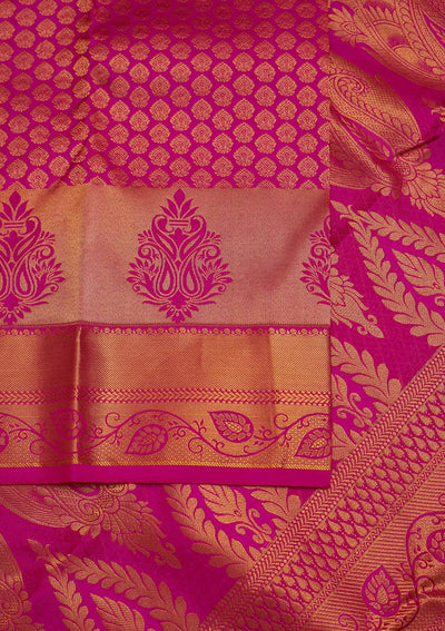 Rani Pink Zariwork Pure Silk Designer Saree - Koskii