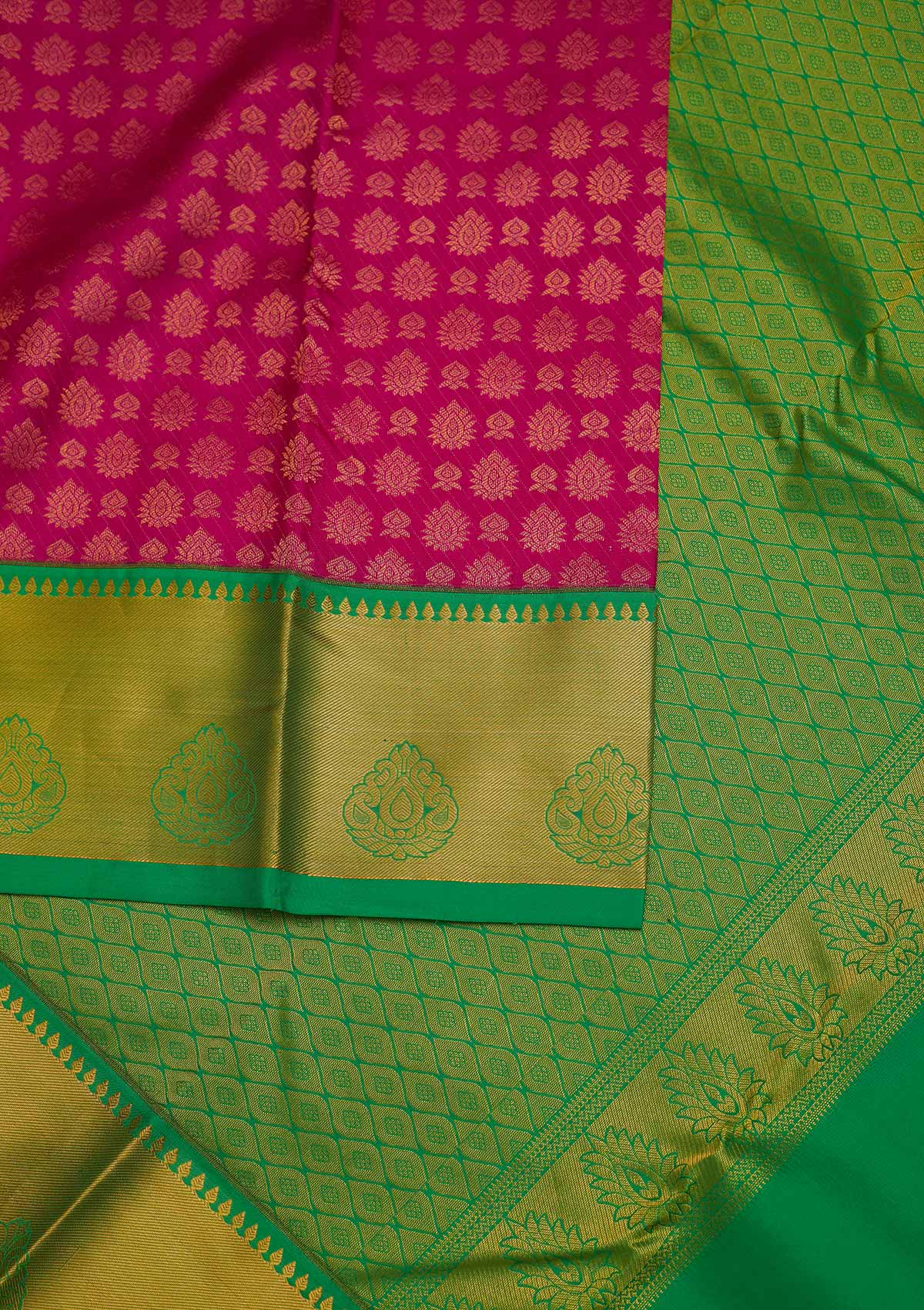 Rani Pink Zariwork Pure Silk Designer Saree - Koskii