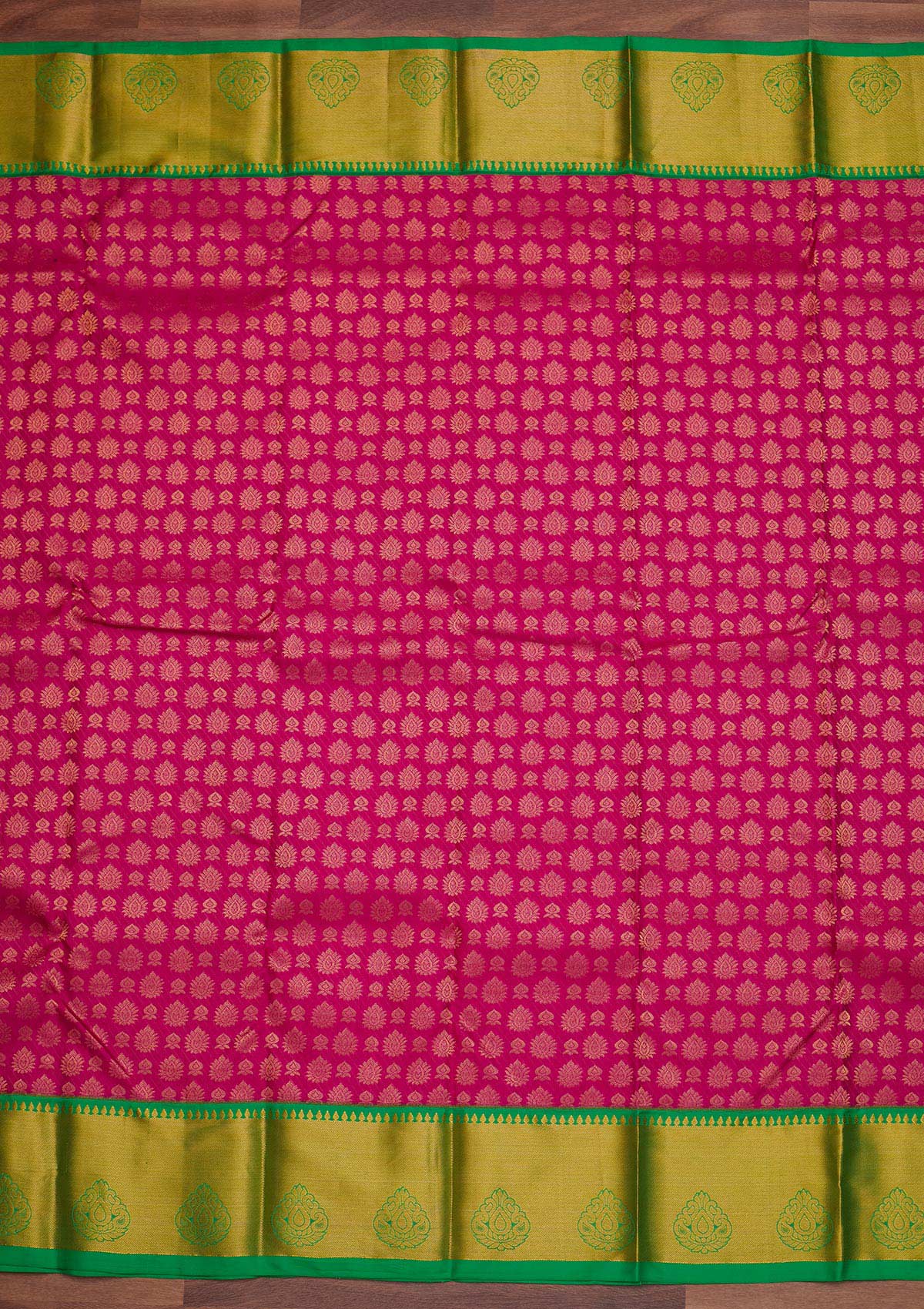 Rani Pink Zariwork Pure Silk Designer Saree - Koskii
