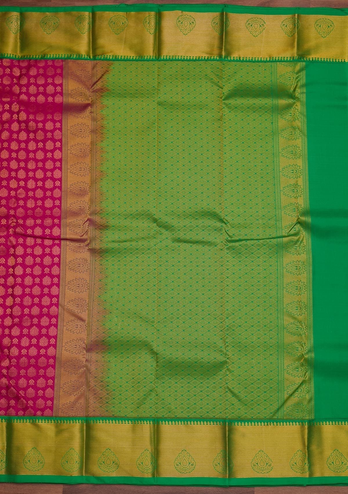 Rani Pink Zariwork Pure Silk Designer Saree - Koskii